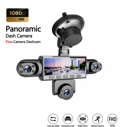 📢📢50% DE RÉDUCTION !! ⏰Caméra Embarquée HD 1080p Multi-Objectifs – 5 Angles, Vision Nocturne, Détection Collision, Surveillance Stationnement 24h/24 🚗