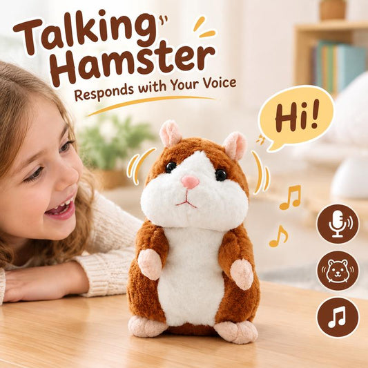 🔥-50% PROMO✨Peluche hamster parlante🐹Répète vos mots, bouge la tête automatiquement, jouet amusant