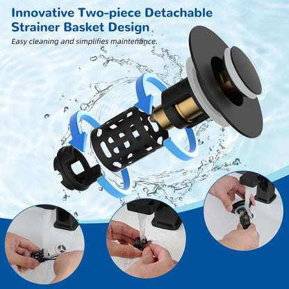 🚰 50% DE RÉDUCTION 🔧 Filtre de vidange 3-en-1 pour lavabo – Acier inoxydable & panier à cheveux amovible – Universal 1,1–2,36 pouces, bouchon à ressort – finition noir mat, durable et facile à nettoyer 🛁✨🛠️