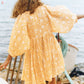 Robe courte d'été tunique florale à col en V et demi-manches