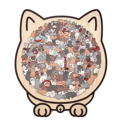 🌈HOT SALE⌛ 50 % de réduction🐱Puzzle en bois représentant un chat aux couleurs Morandi, 135 pièces🎁