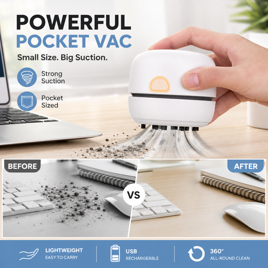 🧹 50 % DE RÉDUCTION EN CE MOMENT ! Mini-aspirateur de bureau portable – compact, puissant et polyvalent – idéal pour le clavier, la voiture et le bureau 💻✨