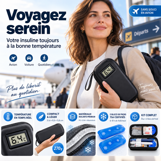 🧊💊 Sac Isotherme pour Insuline avec Affichage de Température – Compact, Isolant et Pratique en Voyage
