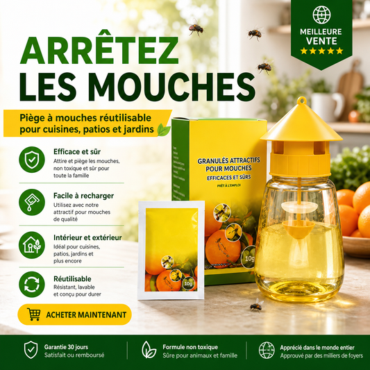 Piège à mouches suspendu intérieur extérieur, capture efficace sans toxique pour jardin maison et terrasse ✨