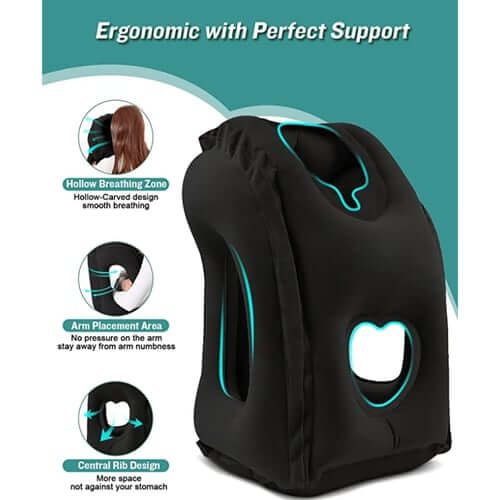 🧳 50 % DE RÉDUCTION ! 💤 Oreiller de voyage gonflable – Confort ergonomique et portable ✨