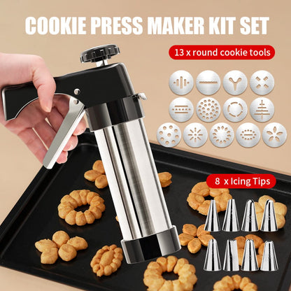 🔥OFFRE EXCEPTIONNELLE : 50 % DE RÉDUCTION🔥🎅Presse à biscuits en acier inoxydable avec 13 disques et 8 douilles
