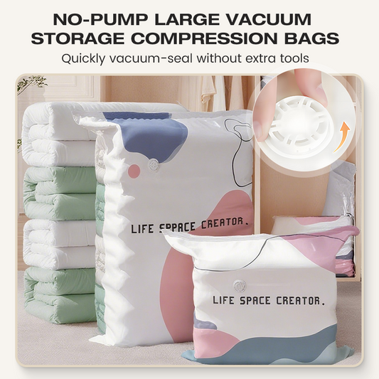 💐 ACHETEZ 2, OBTENEZ 1 GRATUIT ! 🧺 Sacs de rangement sous vide sans pompe – Gain de place jusqu’à 80% – Matériau résistant PA+PE, idéal pour vêtements, literie & coussins 🛏️