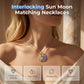 🌙☀️ -50% ! Collier Pendentif Soleil & Lune Femme Strass Premium – Symbole Harmonie Éternelle Amour, Strass Bleus Transparents Scintillement Éblouissant, Placage Bicolore Or & Argent · Couple & Amies ✨