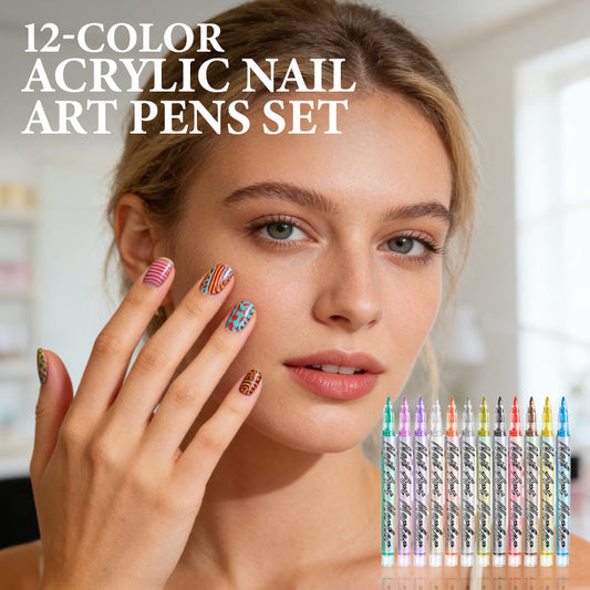 🎨50 % DE RÉDUCTION EN CE MOMENT !💅Stylos acryliques 12 couleurs pour le nail art✨pigments éclatants, pointes fines et motifs DIY faciles à réaliser🖌️