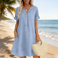 🍂🌸 OFFRE LIMITÉE 56% DE RÉDUCTION! Robe Tunique Indispensable à Col V avec Poches – Mélange de Coton Doux, Facile d’Entretien, Poches des Deux Côtés – Un Basique de Garde-Robe pour Printemps, Été et Superposition en Automne 🧥🧣