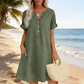 🍂🌸 OFFRE LIMITÉE 56% DE RÉDUCTION! Robe Tunique Indispensable à Col V avec Poches – Mélange de Coton Doux, Facile d’Entretien, Poches des Deux Côtés – Un Basique de Garde-Robe pour Printemps, Été et Superposition en Automne 🧥🧣