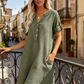 🍂🌸 OFFRE LIMITÉE 56% DE RÉDUCTION! Robe Tunique Indispensable à Col V avec Poches – Mélange de Coton Doux, Facile d’Entretien, Poches des Deux Côtés – Un Basique de Garde-Robe pour Printemps, Été et Superposition en Automne 🧥🧣