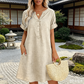 🍂🌸 OFFRE LIMITÉE 56% DE RÉDUCTION! Robe Tunique Indispensable à Col V avec Poches – Mélange de Coton Doux, Facile d’Entretien, Poches des Deux Côtés – Un Basique de Garde-Robe pour Printemps, Été et Superposition en Automne 🧥🧣