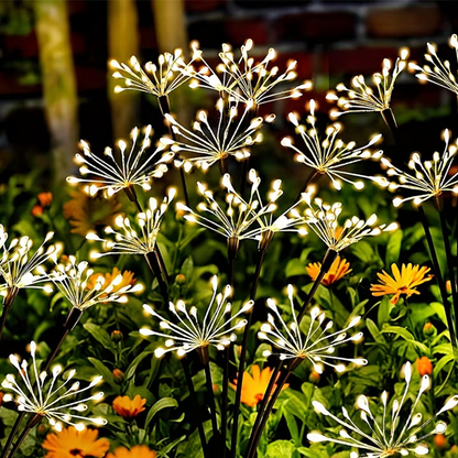 Lampes solaires à piquer pour jardin, effet feu d'artifice