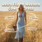 🤠 PROMO LIMITÉE 50% DE RÉDUCTION ! ✨ Robe Slim Western à Franges – Sans Manches, Fermeture Éclair, Style Cowgirl 🌵