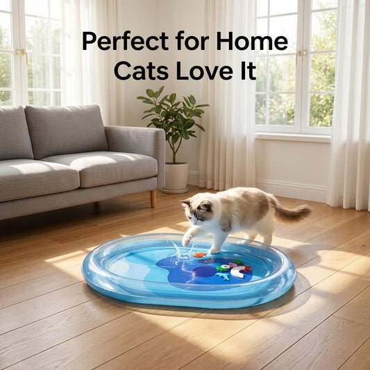 🐱✨ PROMO FLASH -50% ! Lit d'Eau Gonflable Rafraîchissant pour Chats – PVC Anti-Griffes, Bord Ergonomique, Jouets Flottants, 3 Tailles, Idéal Été 🔥