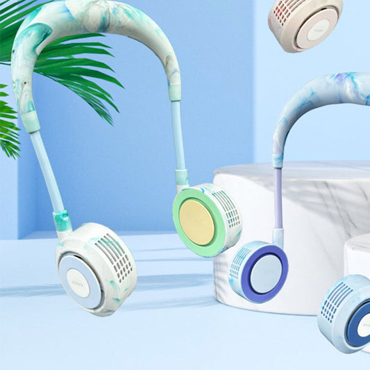 Ventilateur de cou portable et léger mains libres！Les animaux de compagnie peuvent aussi l'utiliser !