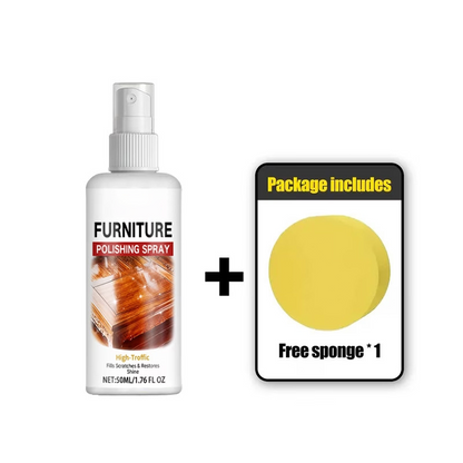 🥳OFFRE À NE PAS MANQUER DE 2026🥳💞PLUS DE 50 000 UNITÉS VENDUES !💎🖼️50 % DE RÉDUCTION ! Spray pour polir les meubles – Redonne instantanément de l'éclat au bois, nourrit et protège. Éponge douce incluse. Redonne vie à vos meubles anciens ! 💫🛋️
