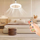 Ventilateur de plafond avec fonction d'aromathérapie et télécommande.