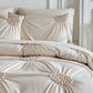 ✨ Parure de Housse de Couette à Plis Pincés – Design Élégant, Tissu Mélangé Doux & Respirant, Teinte Kaki Apaisante, Plusieurs Tailles 🌙🌸