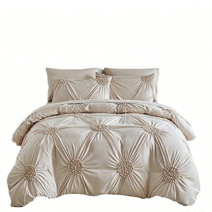 ✨ Parure de Housse de Couette à Plis Pincés – Design Élégant, Tissu Mélangé Doux & Respirant, Teinte Kaki Apaisante, Plusieurs Tailles 🌙🌸