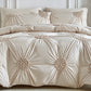 ✨ Parure de Housse de Couette à Plis Pincés – Design Élégant, Tissu Mélangé Doux & Respirant, Teinte Kaki Apaisante, Plusieurs Tailles 🌙🌸