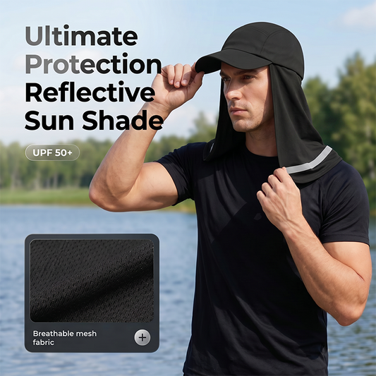 🧢 Chapéu com proteção solar e refletor para o pescoço – Proteção UV e alta visibilidade! ✨ Tecido refrescante e respirável – Perfeito para pesca, caminhadas e jardinagem. 🌞 Com aba prolongada para a nuca – Compre 2  e ganhe 50% de desconto extra! 🏞️