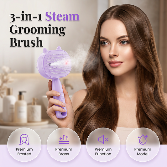 💜50 % DE RÉDUCTION EN CE MOMENT ! Brosse à cheveux électrique 3 en 1 avec vapeur – Brosse démêlante à vaporisation de vapeur, peigne anti-statique autonettoyant avec fonction de massage du cuir chevelu pour cheveux secs et crépus