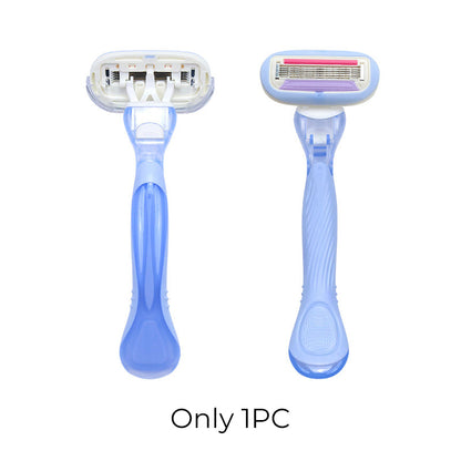 🔥Offre spéciale : Un acheté  un offert !🔥 Manche de rasoir 5 lames pour femme – Prise en main ergonomique et antidérapante, compatible avec les recharges 🪒