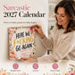 📅 PROMO FLASH 50% DE RÉDUCTION ! 😂 Calendrier Mural Sarcastique 2027 – Aquarelles Florales + Citations Pleines d’Esprit, Papier Résistant, Anti-Décoloration, 200g, Idéal Cadeau Bureau/Maison 🏆
