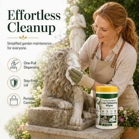 🥳PROMOTION EXCEPTIONNELLE🥳💞PLUS DE 50 000 EXEMPLAIRES VENDUS ! 🏛️✨ Lingettes nettoyantes et lustrantes pour sculptures de jardin – 40 lingettes pour faire briller vos statues d'extérieur !