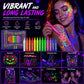 50 % DE RÉDUCTION⚡PLUS DE 50 000 EXEMPLAIRES VENDUS💕Stylos tatouage phosphorescents – Sans danger, s'effacent au lavage et brillent sous la lumière noire ! ✨🇬🇧 | Parfaits pour Glastonbury, les anniversaires et bien plus encore