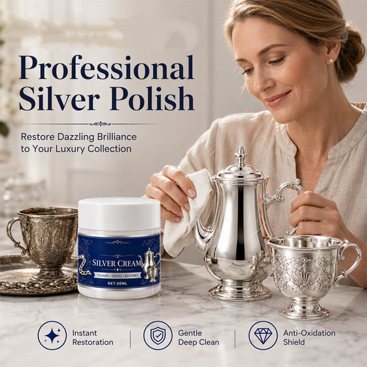 💞 PLUS DE 50 000 EXEMPLAIRES VENDUS ! ✨🔧 50 % DE RÉDUCTION ! Crème régénérante pour l'argent – Élimine les taches tenaces et l'oxydation, redonne un éclat miroitant. Forme un bouclier protecteur – préserve l'éclat de l'argent pendant des semaines ! 💎