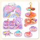 🍵🦄 Set de théière jouet pour enfant – 17 pièces, portable, jeu d’imagination, une dînette complète pour organiser des goûters magiques et développer la créativité des petits 🎀✨