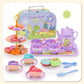 🍵🦄 Set de théière jouet pour enfant – 17 pièces, portable, jeu d’imagination, une dînette complète pour organiser des goûters magiques et développer la créativité des petits 🎀✨