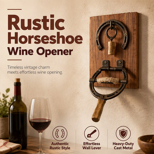 🍷⚡ Déboucheur à vin fer à cheval vintage mural – Décoratif, facile, charme rustique, ouvrez vos bouteilles sans effort tout en ajoutant une touche authentique à votre cuisine ou votre bar 🥂✨