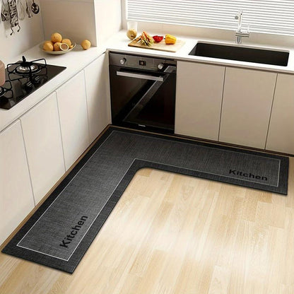 🎉50% DE RÉDUCTION ! 🧉💧 Tapis de Sol de Cuisine Antidérapant Séchage Rapide en L — Absorbe Eau & Huile, Ne Glisse Pas, Confort Optimal pendant la Cuisine. 🏠