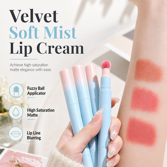 💄✨ Rouge à lèvres mousse 2-en-1 pour les lèvres et les joues | Applicateur en éponge douce | Effet velours mat | 3 teintes