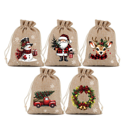 🎅🎁 -50% ! 🎄Sacs Cadeaux de Noël à Cordon – Imprimés Festifs & Tissu Durable pour Emballage Chic et Réutilisable.