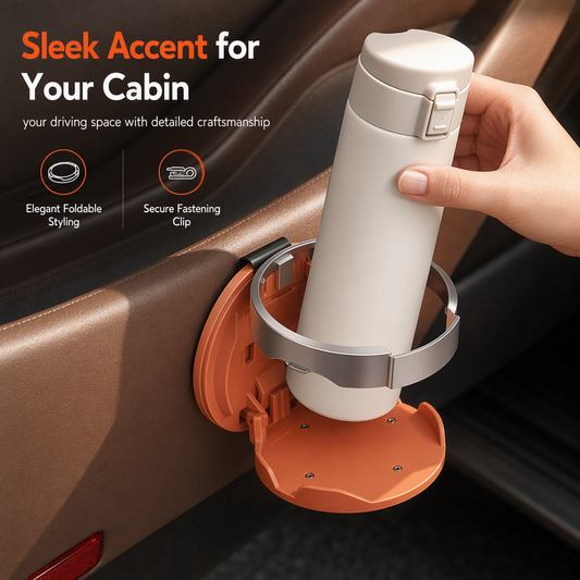 🚗 PROMO FLASH : 50% DE RÉDUCTION ! Porte-Gobelet Pliable Multifonctionnel pour Portière – Cuir Synthétique Texturé & Fixation par Clip Non Destructive for un Habitacle Élégant et Sans Désordre ✨🥤