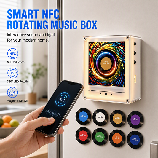🔥🎄Nouveauté 2026 !! 🎅🎃Lot d'aimants de réfrigérateur de Noël au design de platine vinyle avec boîte à musique NFC
