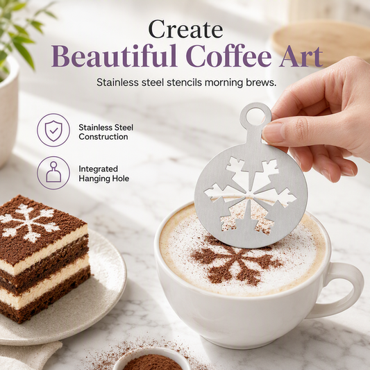 🎁💥DERNIER JOUR DE SOLDE : 50 % DE RÉDUCTION !!☕Pochoir en acier inoxydable pour le latte art