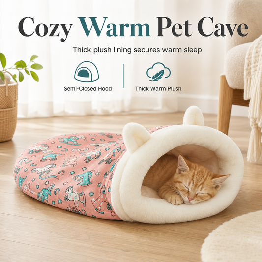 🐾 50 % DE RÉDUCTION ! 🛏️ Sac de couchage semi-fermé et chaud pour animaux de compagnie – Lit pour chats et petits chiens, résistant au vent, moelleux et douillet, un nid douillet et apaisant pour les siestes d'hiver 🌨️