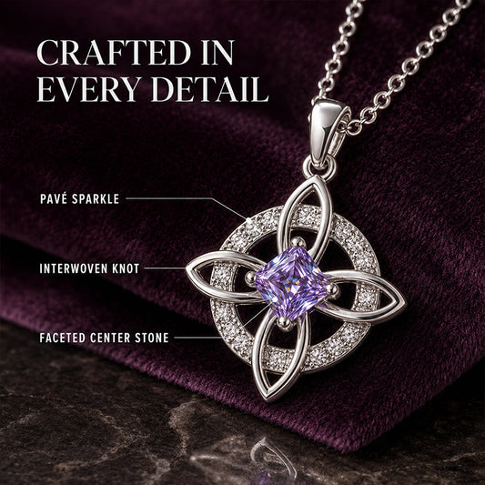 🔥PROMO -50%⏳ Collier pendentif nœud celtique & sorcière ✨ Bijou élégant symbolique, design unique, parfait comme cadeau