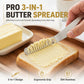 🧈 Couteau à beurre 3-en-1 en acier inoxydable 304 🍽️ | Trous pour former des volutes de beurre et lame dentelée 🍞 | Permet d'étaler du beurre froid sans casser le pain 🍳 | Pour les toasts et les fromages