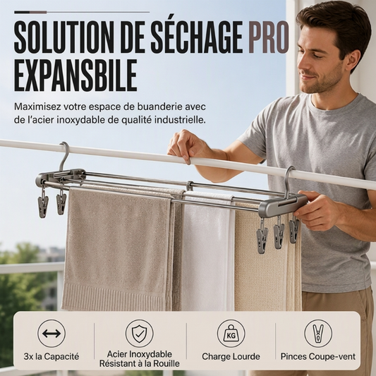 Porte-serviettes de bain et porte-vêtements extensible