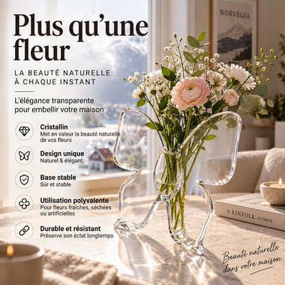 🦋 Vase papillon transparent – en plastique cristallin, avec une base stable. Parfait pour les fleurs, la décoration de table et les cadeaux ! ✨💐