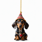 🎄-50% ! Ornement suspendu acrylique Teckel de Noël, design mignon, décoration sapin festive ✨