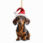 🎄-50% ! Ornement suspendu acrylique Teckel de Noël, design mignon, décoration sapin festive ✨