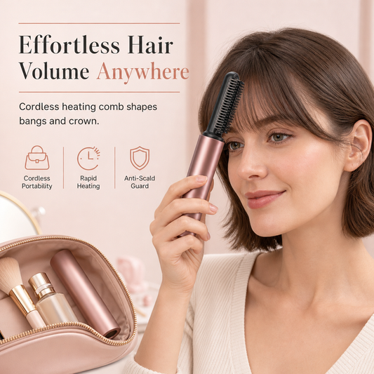 Mini-brosse lissante sans fil, rechargeable et portable, pour coiffer la frange et donner du volume